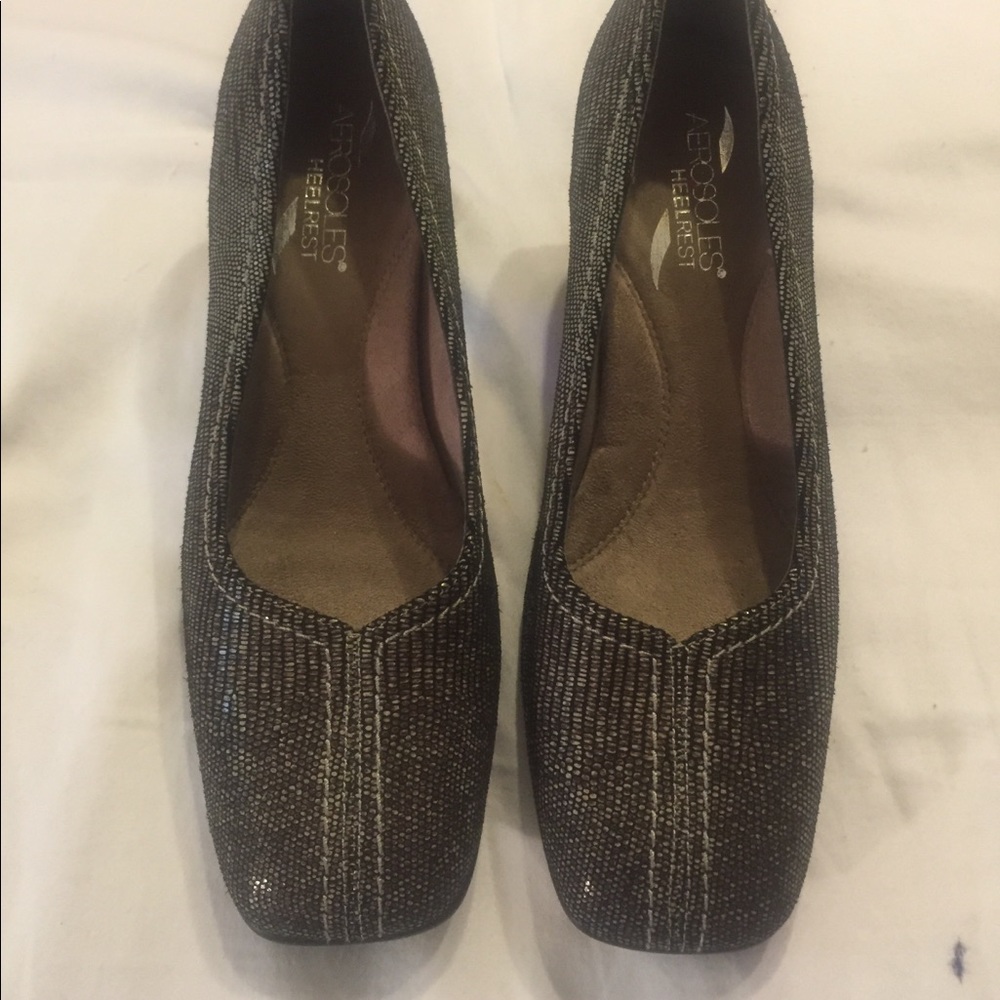 AEROSOLES Candelabra Brown Snakeskin Print sz 7.5